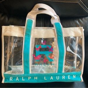 Ralph Lauren Canvas and PVC Clear Tote Bag with Ralph Lauren & Floral Print Bag